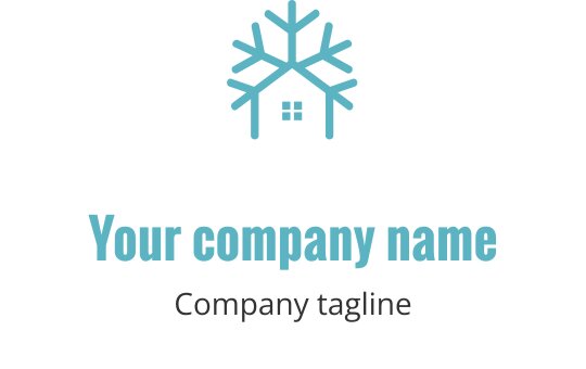 Design de logo moderno com um floco de neve acima da silhueta de uma casa