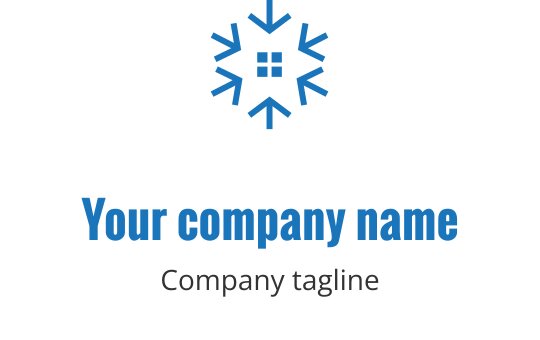 Design de logo moderno de floco de neve azul com elemento de janela