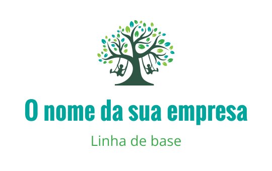 Design de logo moderno de árvore com folhas verdes vibrantes e ramos intrincados