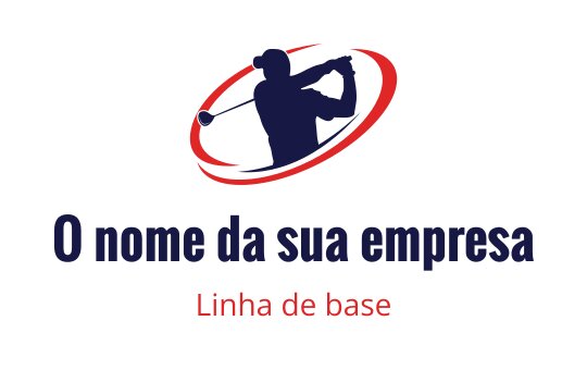 Design de logo dinâmico com um golfista em ação e um destaque vermelho circular