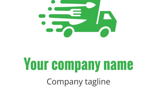 Logo de caminhão de entrega verde dinâmico com linhas de movimento