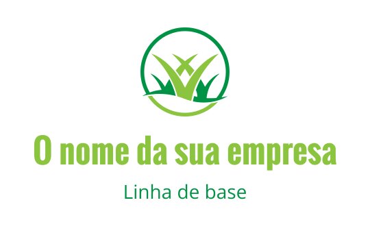 Design de logo moderno em verde com elementos de grama estilizados em forma circular
