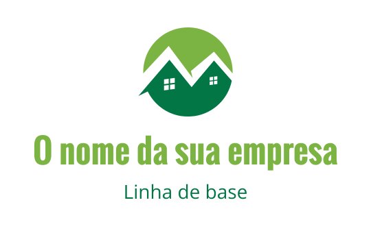 Design de logo moderno em verde com duas casas estilizadas e fundo circular